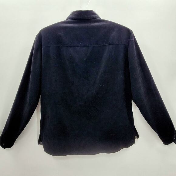 BCBG‎ MaxAzria Vintage Black Microfiber Faceted Button Up Dess Shirt Blouse - Picture 3 of 16